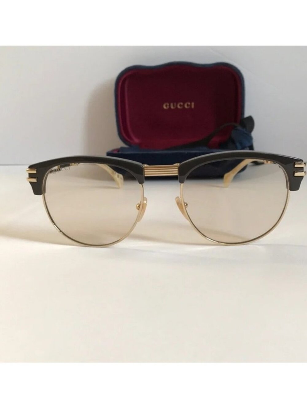 New Authentic Gucci Men's Brown and Gold  GG1107S Square Sunglasses